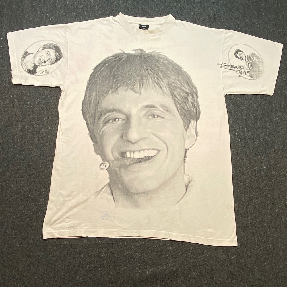 Top Scarface Streetwear Mens 2XL Movie Graphic Tony Montana Al Pacino T-Shirt